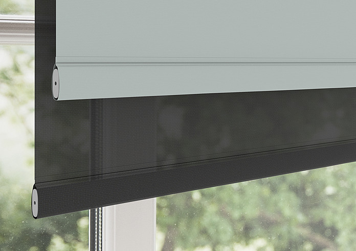 Rimini (Blackout), Grey & Optima Black - Double Roller Blind - Image 4